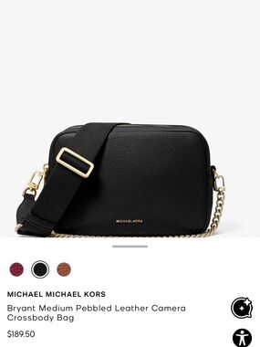 Michael Kors Black Pebbled Leather Crossbody with Gold Chain Accent